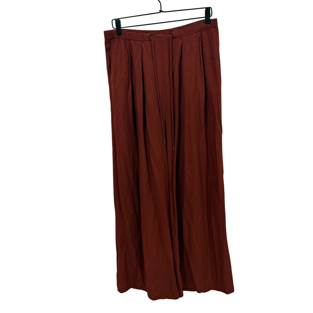 Calia Womens Rust Brown Wide Leg Drawstring Pleated Trousers Size M